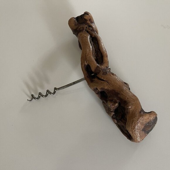 Vintage Gnarled Burled Grape Vine Wood Corkscrew Wine Opener Hand Crafted - Picture 2 of 13